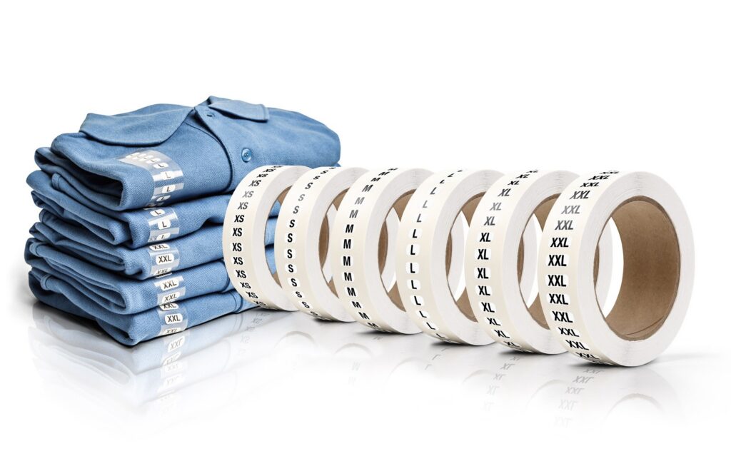 Size strips for shirts, t-shirts and all folded garment