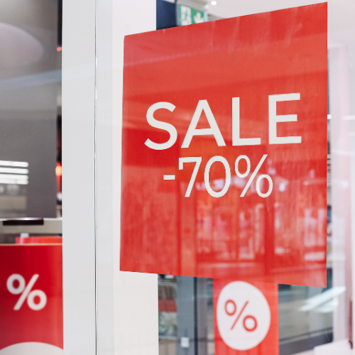 Sale sign in store